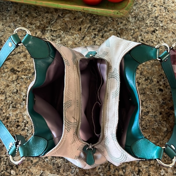 Coach fabric handbag and matching trifold wallet - Picture 2 of 3